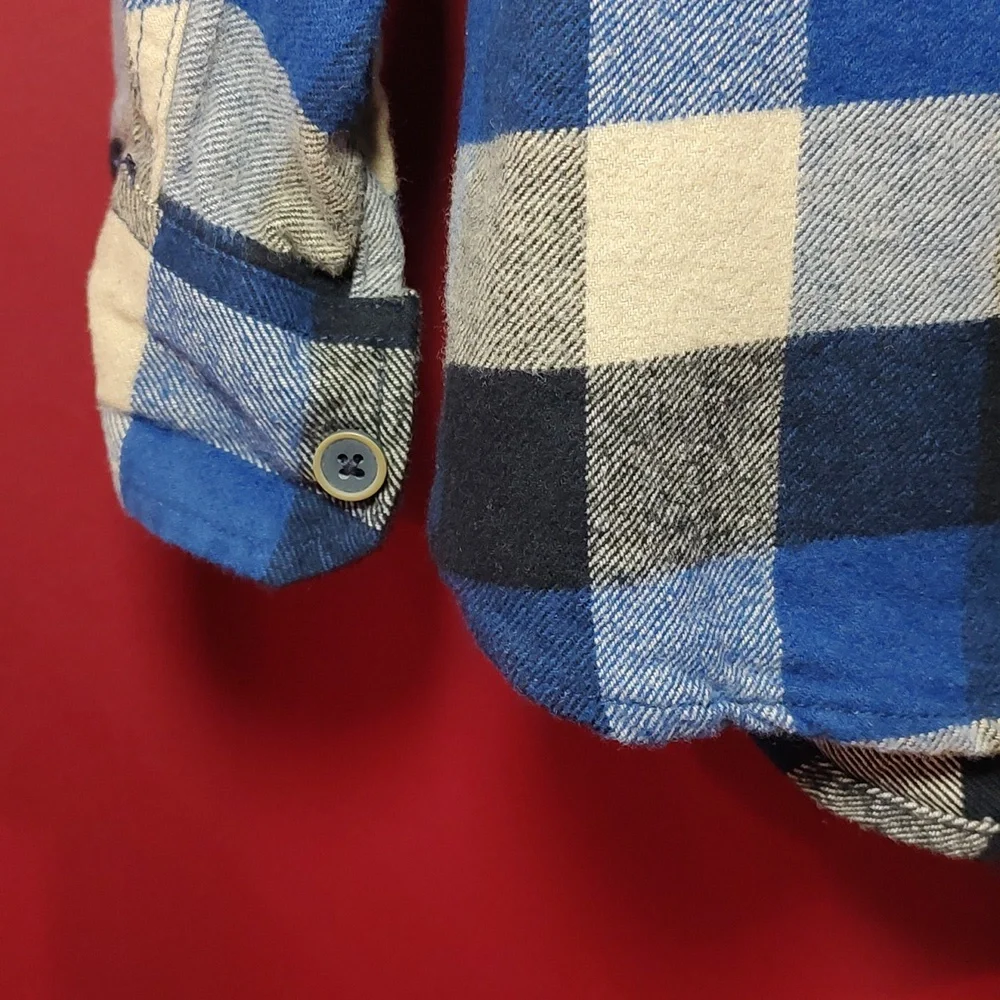 Plaid Flannel Shirt Jacket VTG JACHS 00s Blue Buffalo Shadow Plaid - Large - Picture 3 of 9